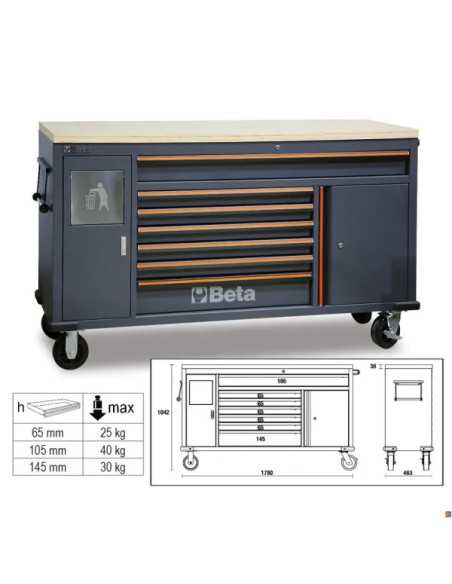 CASSETT.MOBILI WORK STATION 7CASS + MS/W - Beta Utensili | Utensili Store