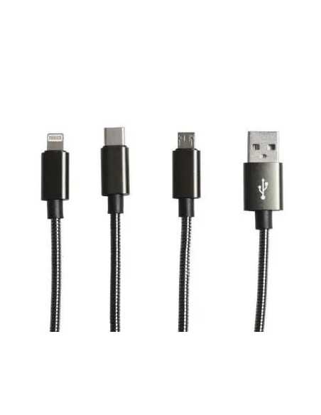CAVO SMARTPHONE 3IN1 DIRETTO FILO METALLICO 1M NERO PROLINE - SF-SOLUTIONS | Utensili Store