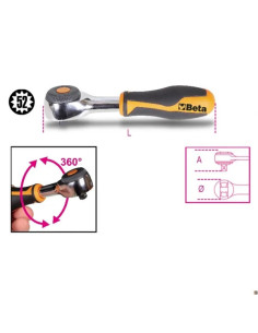 Beta Utensili CRICCHETTI REV. 1/4 IMPUGNAT. ROTAN.