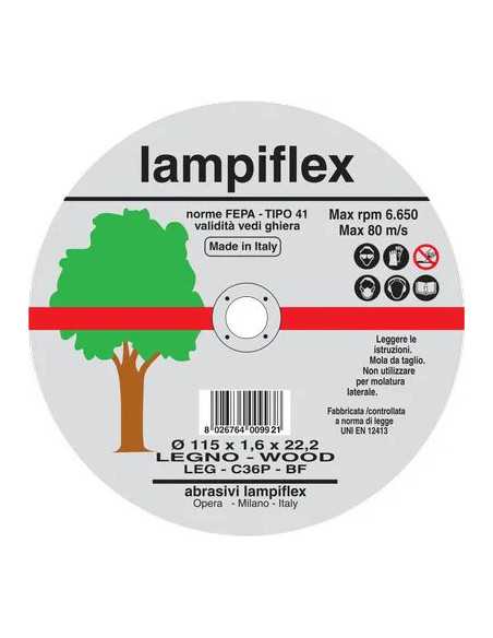 DISCO ABRASIVO TAGLIO LEGNO LAMPIFLEX - LAMPIFLEX | Utensili Store