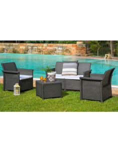 DOLCEFARNIENTE SALOTTO RESINA 2 POSTI ANTRACITE SET