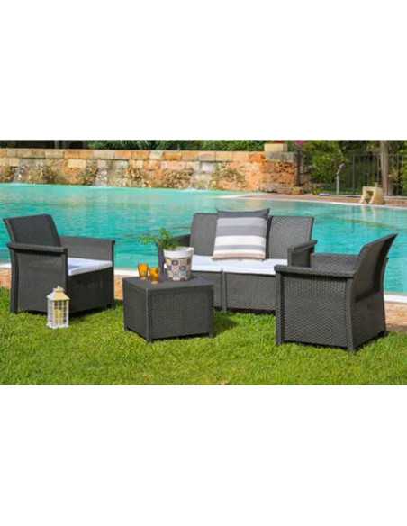 SALOTTO RESINA 2 POSTI ANTRACITE DOLCEFARNIENTE SET - Senza Marca | Utensili Store