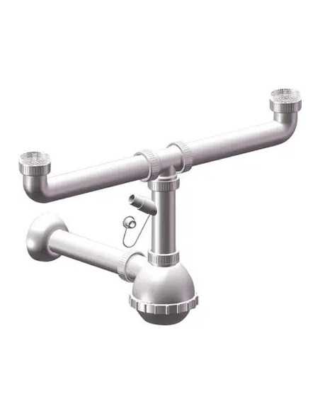 SIFONE PP A BOTTIGLIA 2 VASCHE + 1 ATTACCO - GENERICA | Utensili Store