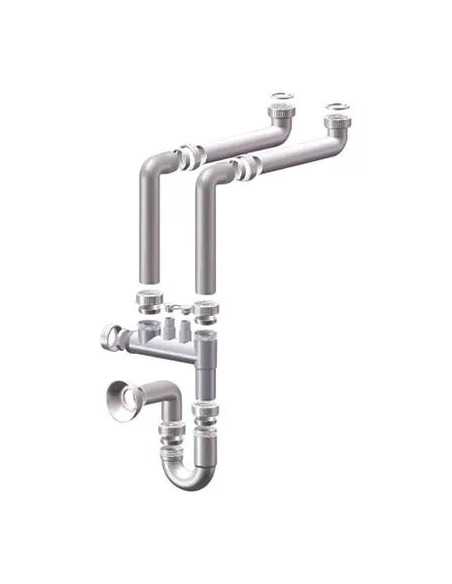 SIFONE PP SALVASPAZIO 2 VASCHE + 2 ATTACCHI - GENERICA | Utensili Store