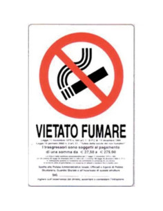 GENERICA TARGA SEGNALETICA VIETATO FUMARE NORME LEGGE