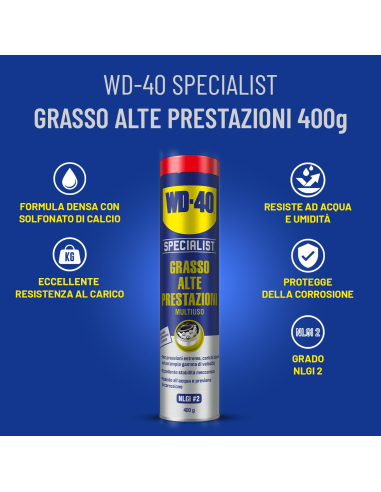 Grasso Alte Prestazioni - Lubrificante Multiuso - Per usi industriali - Cartuccia 400g - WD-40 Specialist | Utensili Store