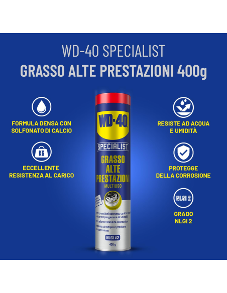 Grasso Alte Prestazioni - Lubrificante Multiuso - Per usi industriali - Cartuccia 400g - WD-40 Specialist | Utensili Store