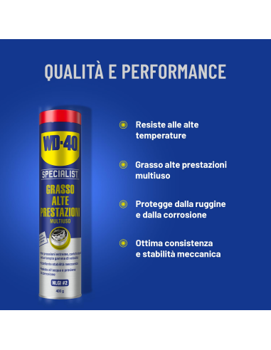 Grasso Alte Prestazioni - Lubrificante Multiuso - Per usi industriali - Cartuccia 400g - WD-40 Specialist | Utensili Store