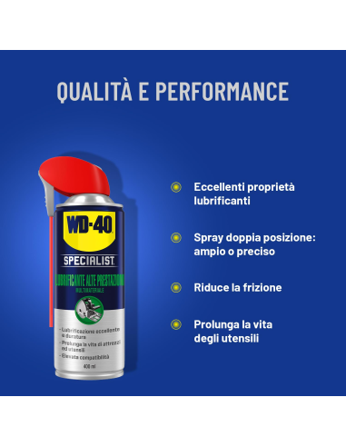 Lubrificante al PTFE - Alte Prestazioni - Spray Doppia Posizione - Applicazione multimateriale - NSF - 400ml - WD-40 Specialist | Utensili Store