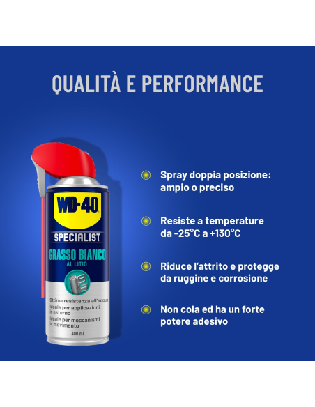 Grasso Bianco al Litio - Lubrificante a lunga durata - NSF H2-400ml - WD-40 Specialist | Utensili Store