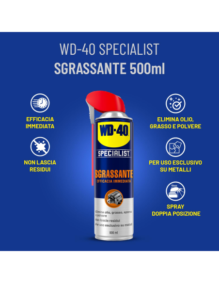 Sgrassante Spray Doppia Posizione - Efficacia Immediata - 500ml - WD-40 Specialist | Utensili Store