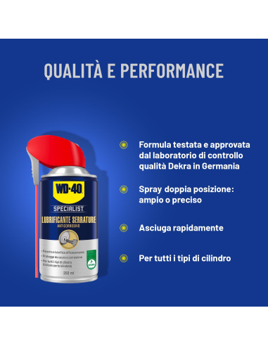 Lubrificante Serrature - Anticorrosivo - Sbloccaggio immediato - Senza grasso o silicone - 250ml - WD-40 Specialist | Utensili Store