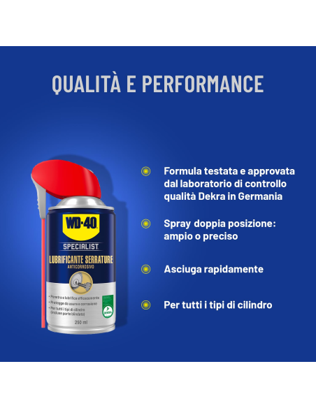 Lubrificante Serrature - Anticorrosivo - Sbloccaggio immediato - Senza grasso o silicone - 250ml - WD-40 Specialist | Utensili Store