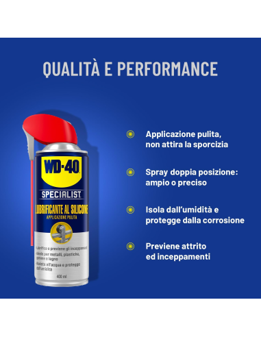 Lubrificante al Silicone - Applicazione pulita - Previene l'attrito - NSF H2-400ml - WD-40 Specialist | Utensili Store