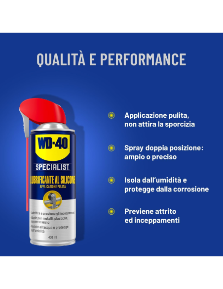 Lubrificante al Silicone - Applicazione pulita - Previene l'attrito - NSF H2-400ml - WD-40 Specialist | Utensili Store