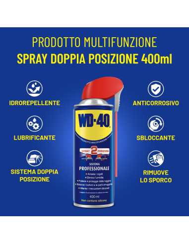 Prodotto Multifunzione - Lubrificante Spray Doppia Posizione - Senza silicone - 6x400ml - WD-40 | Utensili Store