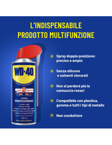 Prodotto Multifunzione - Lubrificante Spray Doppia Posizione - Senza silicone - 6x400ml - WD-40 | Utensili Store
