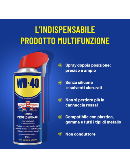 Prodotto Multifunzione - Lubrificante Spray Doppia Posizione - Senza silicone - 6x400ml - WD-40 | Utensili Store
