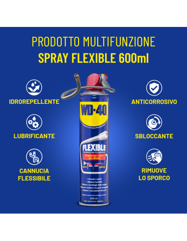 Prodotto Multifunzione Flexible - Lubrificante Spray - Cannuccia flessibile - Senza silicone - 600ml - WD-40 | Utensili Store