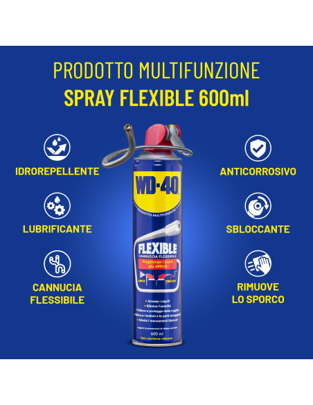 Prodotto Multifunzione Flexible - Lubrificante Spray - Cannuccia flessibile - Senza silicone - 600ml - WD-40 | Utensili Store