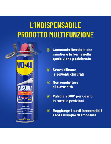 Prodotto Multifunzione Flexible - Lubrificante Spray - Cannuccia flessibile - Senza silicone - 600ml - WD-40 | Utensili Store
