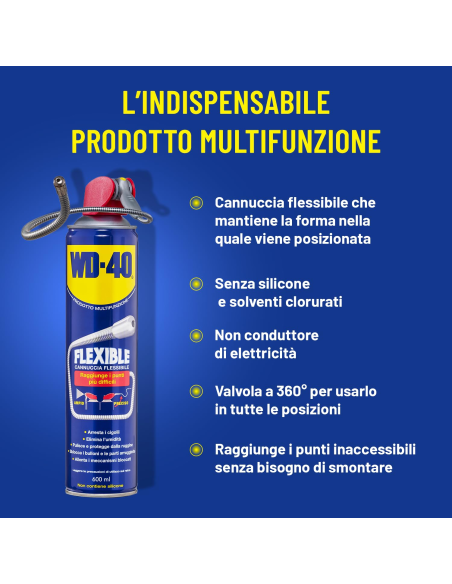 Prodotto Multifunzione Flexible - Lubrificante Spray - Cannuccia flessibile - Senza silicone - 600ml - WD-40 | Utensili Store