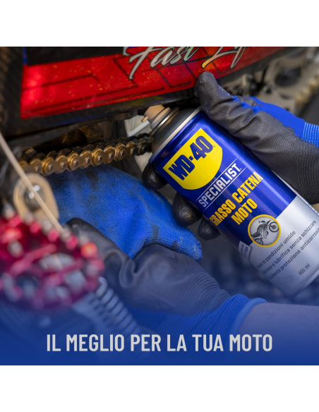 Grasso Catena Moto - Per Condizioni Umide - Compatible con O, X, Z Rings - Spray 400ml - WD-40 Specialist | Utensili Store