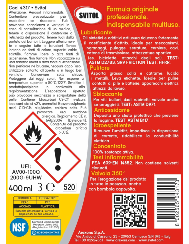 LUBRIFICANTE SPRAY 400 ML - SVITOL | Utensili Store