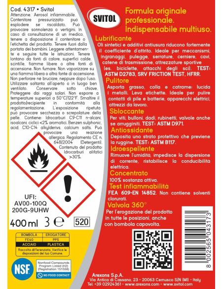 LUBRIFICANTE SPRAY 400 ML - SVITOL | Utensili Store