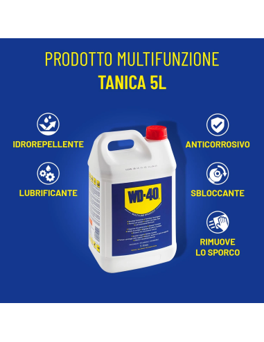 Prodotto Multifunzione - Lubrificante Tanica 5L + Dosatore Spray 500ml incluso - Senza silicone - WD-40 | Utensili Store