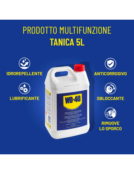 Prodotto Multifunzione - Lubrificante Tanica 5L + Dosatore Spray 500ml incluso - Senza silicone - WD-40 | Utensili Store