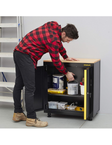 Armadio Basso a 2 Ante con Piedini, Nero, 83.5 x 22.5 x 83 cm STST97595-1 - STANLEY | Utensili Store