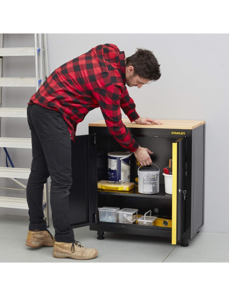 Armadio Basso a 2 Ante con Piedini, Nero, 83.5 x 22.5 x 83 cm STST97595-1 - STANLEY | Utensili Store