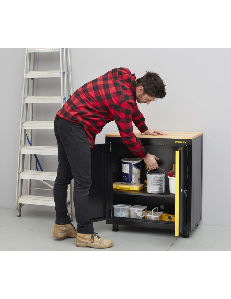 Armadio Basso a 2 Ante con Piedini, Nero, 83.5 x 22.5 x 83 cm STST97595-1 - STANLEY | Utensili Store