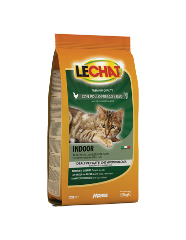 CROCCANTINI PER GATTI LECHAT INDOOR POLLO E RISO 1,5KG - MONGE | Utensili Store