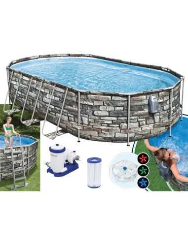 PISCINE OVALI STEEL COMFORT PIETRA 56719 - BESTWAY | Utensili Store