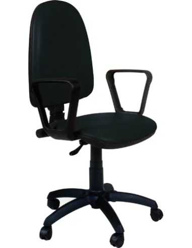 SEDIA UFFICIO CON BRACCIOLI THEMA ECOPELLE NERO IGNIFUGA - Senza Marca | Utensili Store