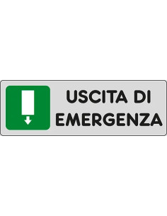 SEGNALETICA ADESIVA ARGENTO 'USCITA DI EMERGENZA' - STAMPLAST