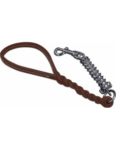 GUINZAGLIO CANE CUOIO INTRECCIATO CON MOLLA - Senza Marca