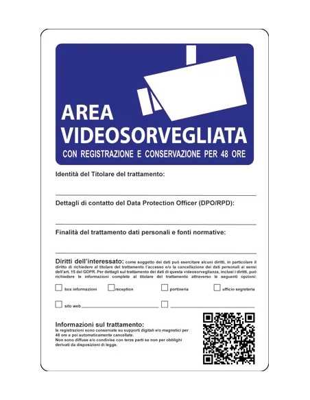 SEGNALETICA D'INFORMAZIONE AREA VIDEO SORVEGLIATA - STAMPLAST | Utensili Store