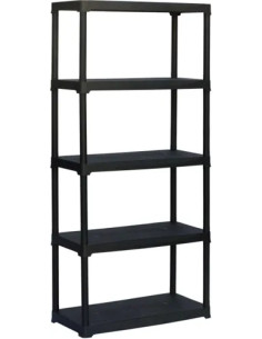 SCAFFALE KIT POLIPROPILENE 5 RIP. 90X40X176H NERO - Senza Marca