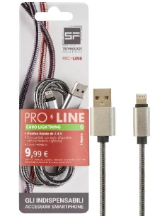 CAVO SMARTPHONE USB LIGHTNING 1MT METALLICO GREY PROLINE BLISTER - SF-SOLUTIONS