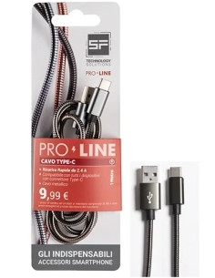 CAVO SMARTPHONE USB TYPE C 1MT METALLICO DARK GREY PROLINE - SF-SOLUTIONS