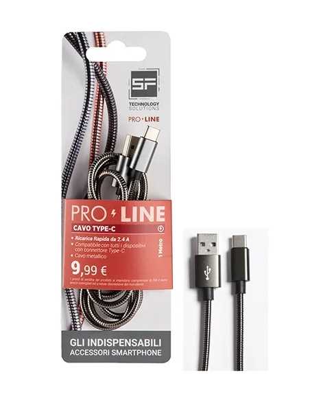 CAVO SMARTPHONE USB TYPE C 1MT METALLICO DARK GREY PROLINE - SF-SOLUTIONS | Utensili Store