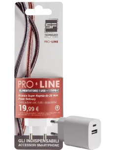 ALIMENTATORE SMARTPHONE USB+TYPE C BIANCO PROLINE - SF-SOLUTIONS