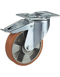 RUOTA POLIURETANO C/PIASTRA E FRENO - CEBORA