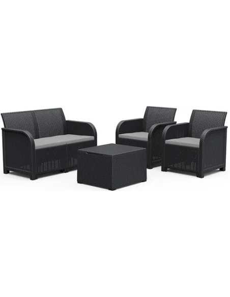 SALOTTO RESINA 2 POSTI GRAFITE KETER ROSALIE SET - KETER | Utensili Store