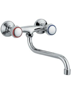 RUBINETTO A MURO PER LAVELLO CANNA A S DUE MANIGLIE - AMBROSIANA