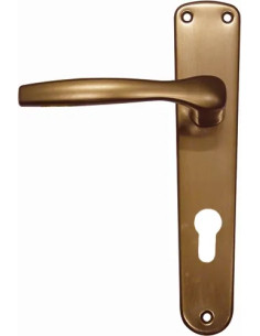 MANIGLIA IN ALLUMINIO GINEVRA CON PLACCA F.YALE BRONZO - Senza Marca