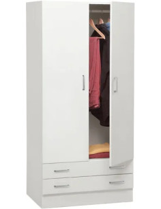 ARMADIO LEGNO BIANCO 2 ANTE + 2 CASSETTI - Senza Marca